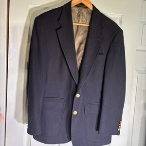 Lands End 100% Wool Navy Blue Blazer With Gold Buttons Sz 39 Regular. Classic.